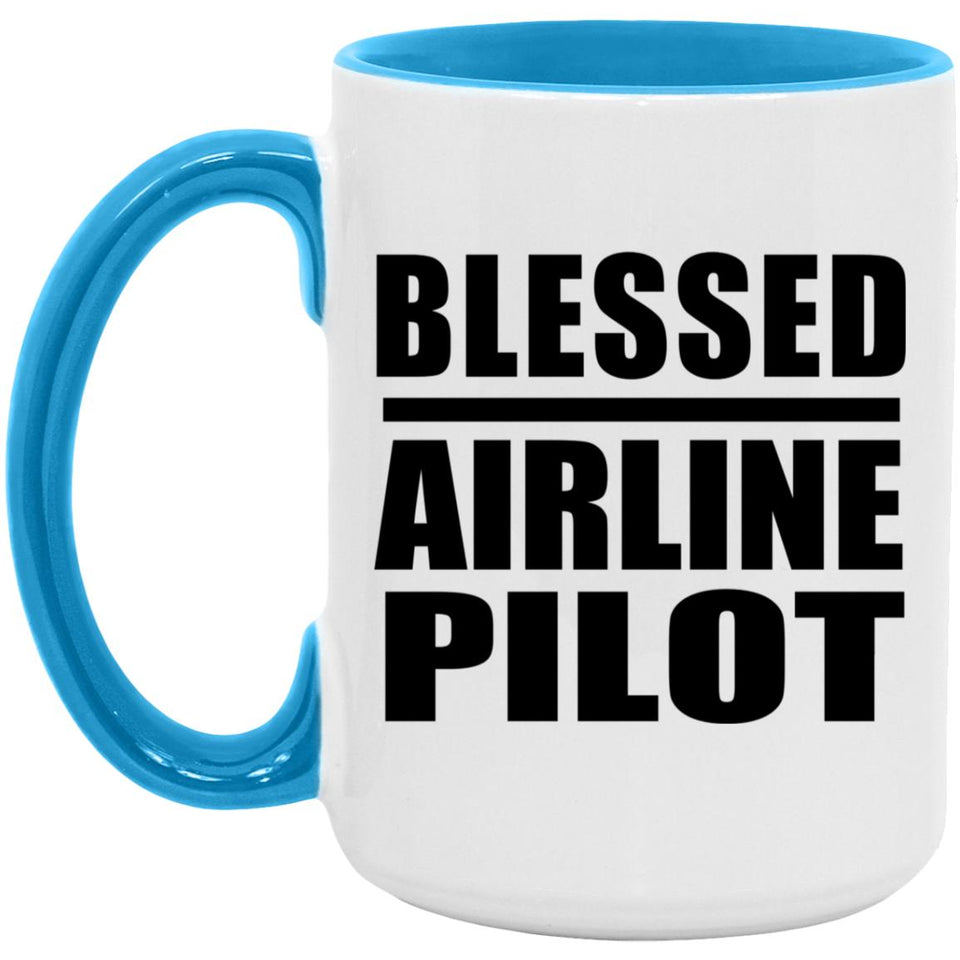 Blessed Airline Pilot - 15oz Accent Mug Blue