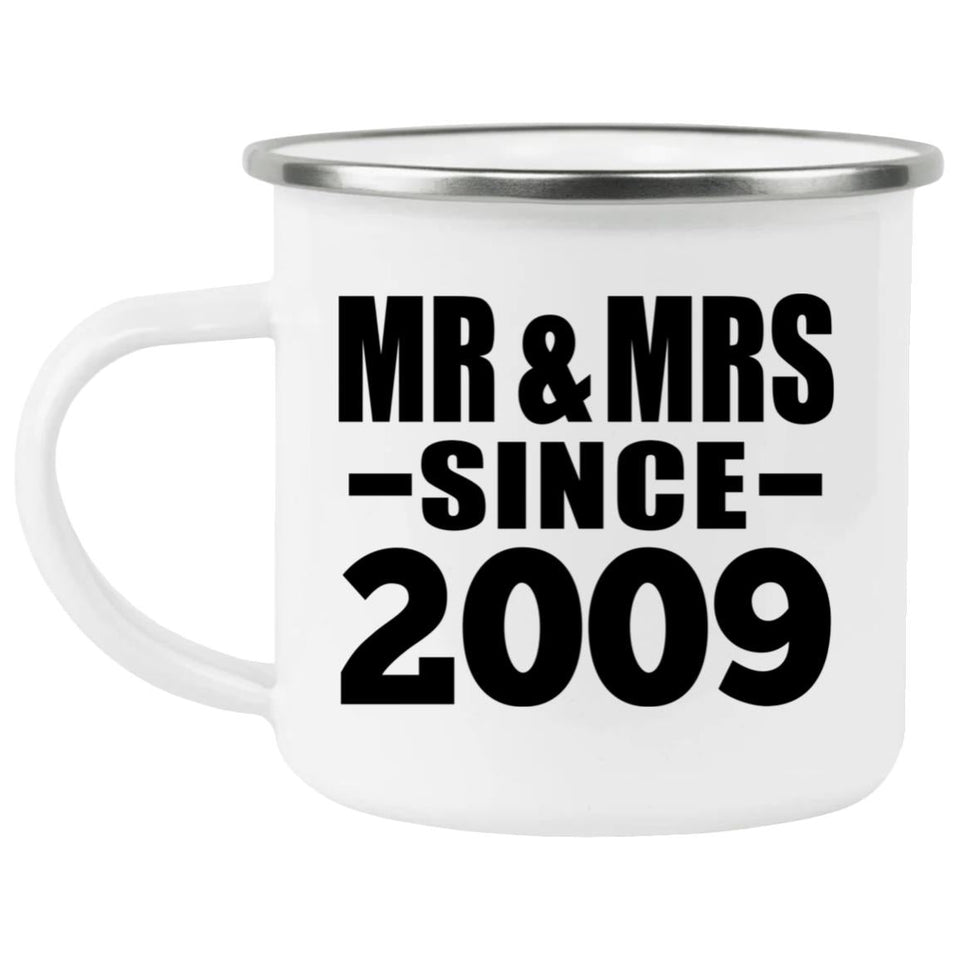 15th Anniversary Mr & Mrs Since 2009 - 12oz Camping Mug