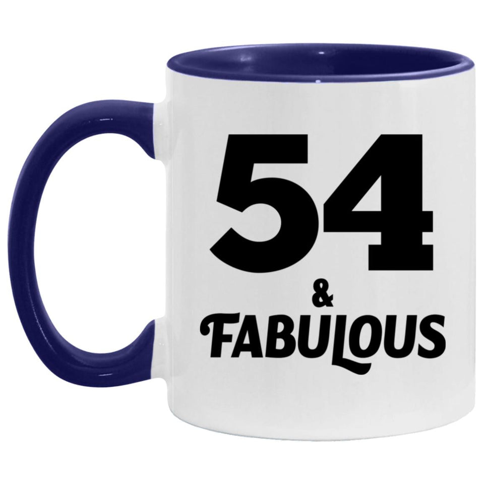 54th Birthday 54 & Fabulous - 11oz Accent Mug Purple