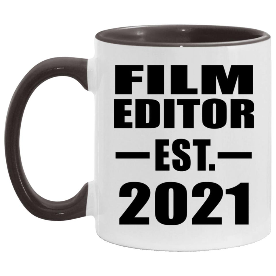 Film Editor Established EST. 2021 - 11oz Accent Mug Black