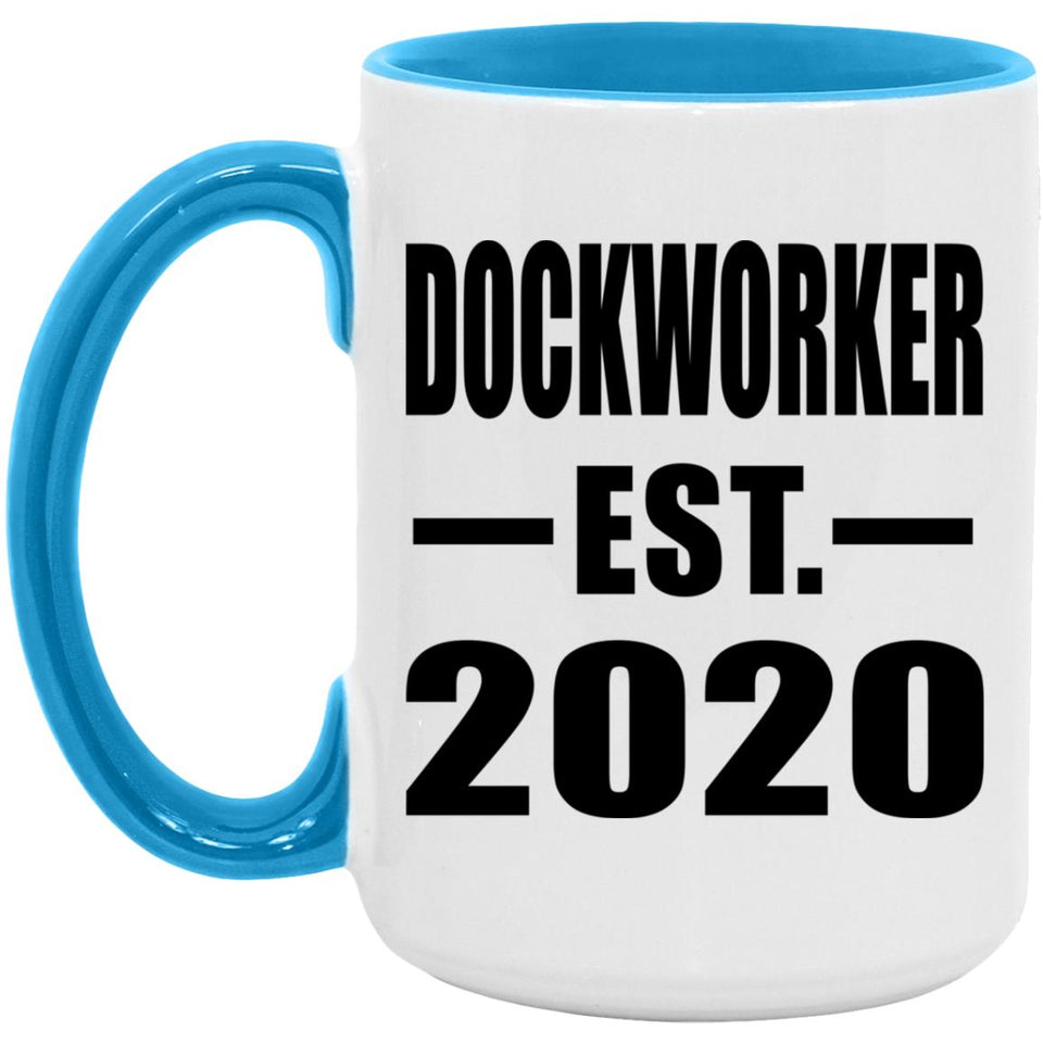 Dockworker Established EST. 2020 - 15oz Accent Mug Blue