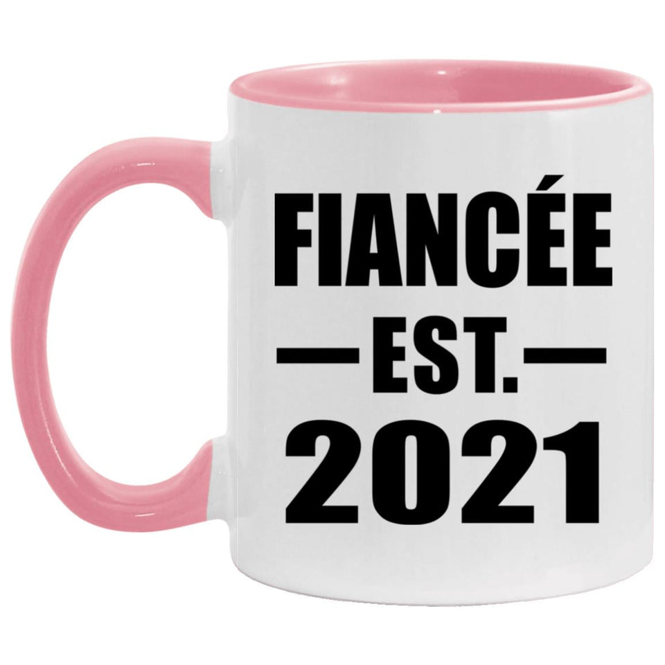 Fiancee Established EST. 2021 - 11oz Accent Mug Pink