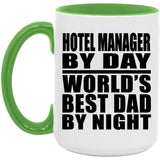 Hotel Manager By Day World's Best Dad By Night - 15oz Accent Mug Green