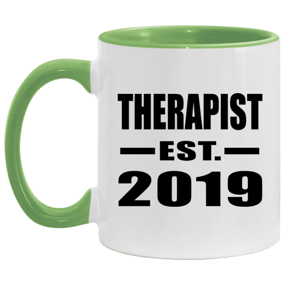 Therapist Established EST. 2019 - 11oz Accent Mug Green