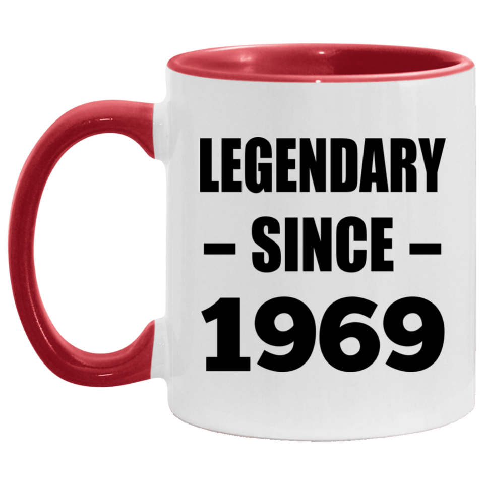 55th Birthday Legendary Since 1969 - 11oz Accent Mug Red
