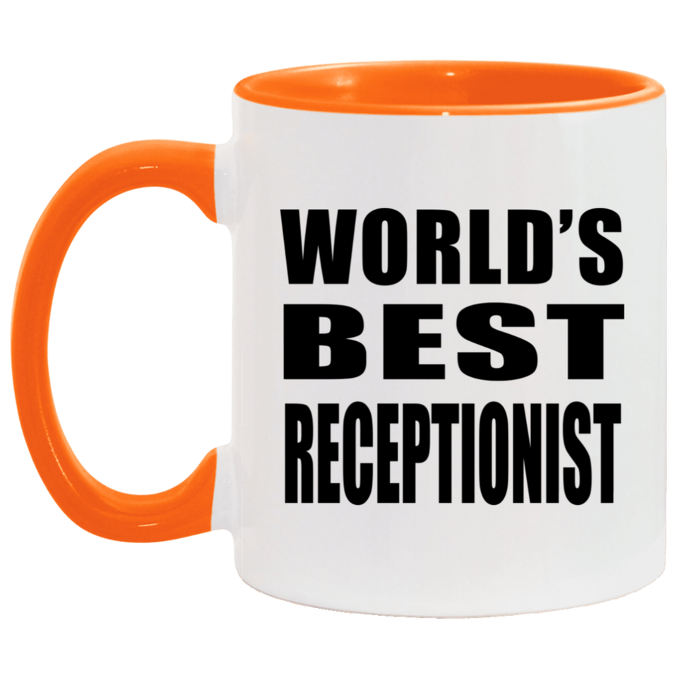 World's Best Receptionist - 11oz Accent Mug Orange