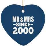24th Anniversary Mr & Mrs Since 2000 - Heart Ornament