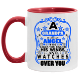 Grandpa Is An Angel Takes You Under His Wings - 11oz Accent Mug Red