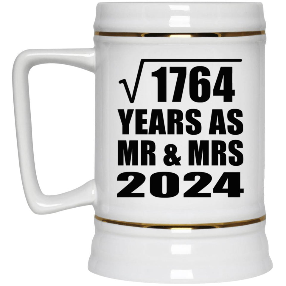 42nd Anniversary Square Root of 1764 Years As Mr & Mrs 2024 - Beer Stein