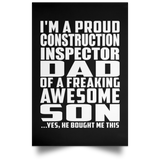Proud Construction Inspector Dad Of Awesome Son - Poster Portrait