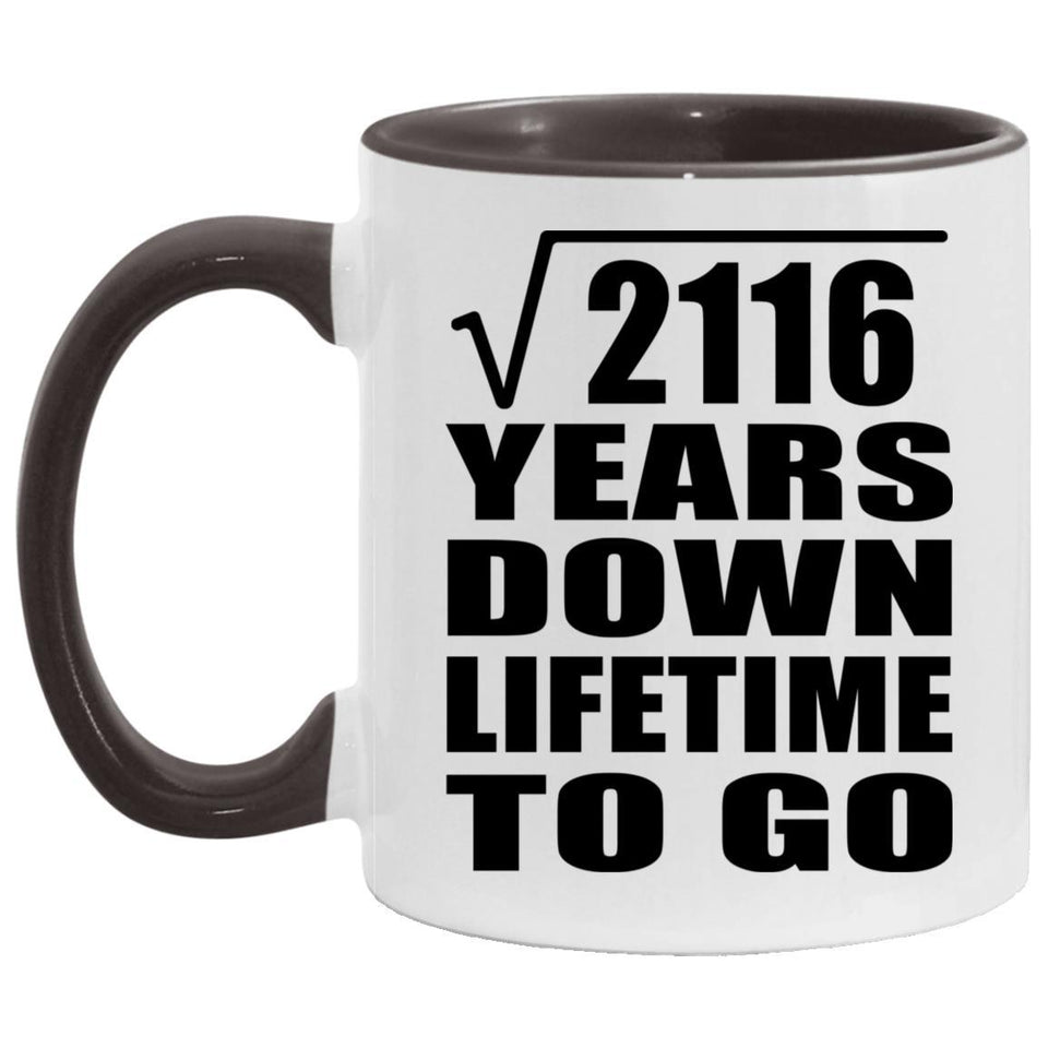 46th Anniversary Square Root of 2116 Years Lifetime To Go - 11oz Accent Mug Black