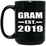 Gram Established EST. 2019 - 15oz Coffee Mug Black