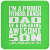 Proud Fitness Coach Dad Of Awesome Son - Drink Coaster