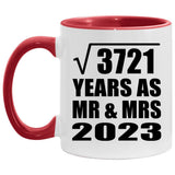 61st Anniversary Square Root of 3721 Years As Mr & Mrs 2023 - 11oz Accent Mug Red