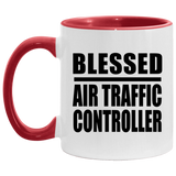Blessed Air Traffic Controller - 11oz Accent Mug Red