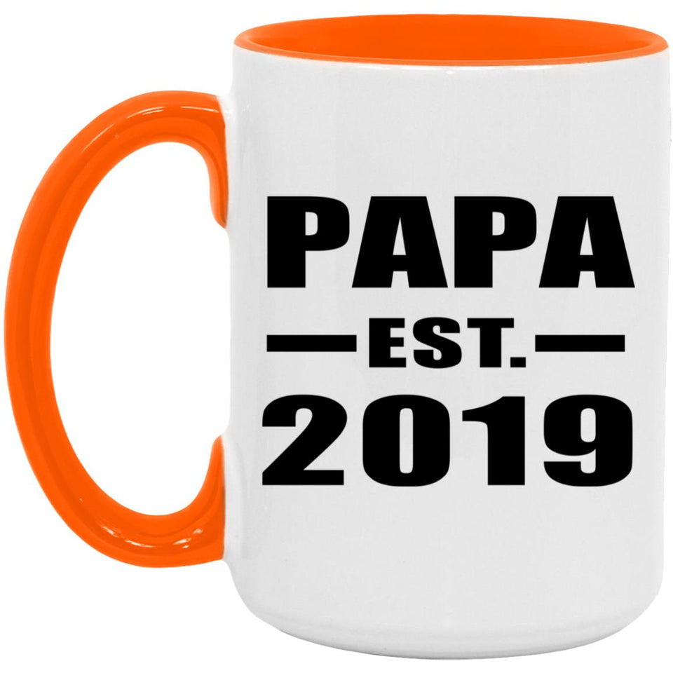 Papa Established EST. 2019 - 15oz Accent Mug Orange