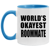 World's Okayest Roommate - 11oz Accent Mug Blue