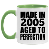19th Birthday Made In 2005 Aged to Perfection - 11oz Accent Mug Green