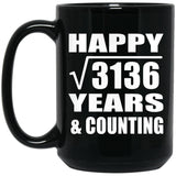 Happy 56th Anniversary Square Root of 3136 Years & Counting - 15oz Coffee Mug Black