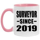 Surveyor Since 2019 - 11oz Accent Mug Pink
