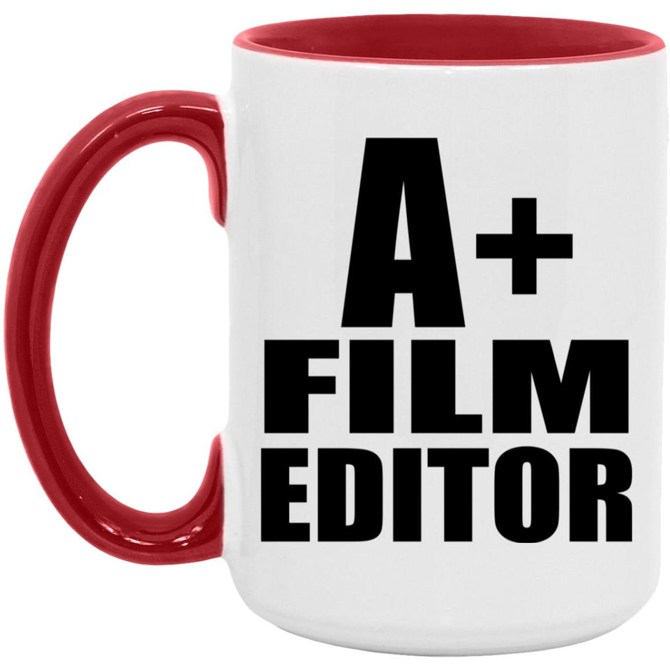 A+ Film Editor - 15oz Accent Mug Red