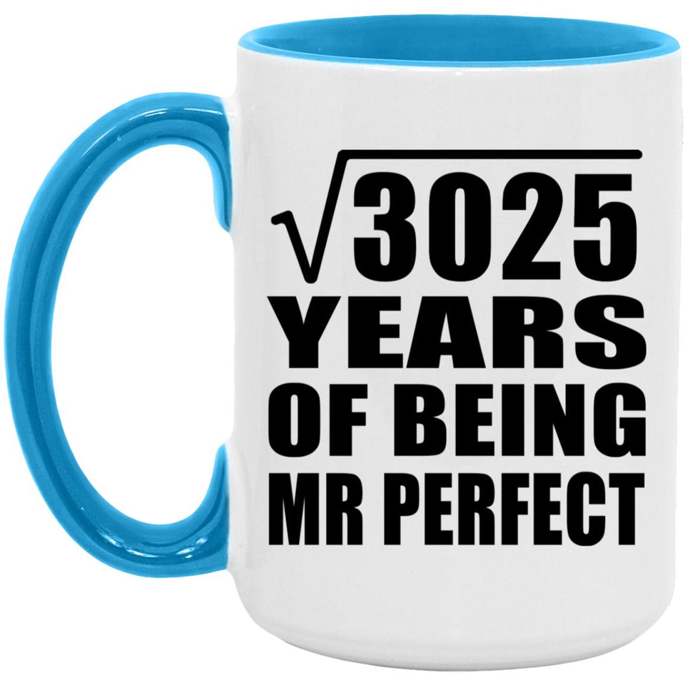 55th Anniversary Square Root of 3025 Years of Mr Perfect - 15oz Accent Mug Blue