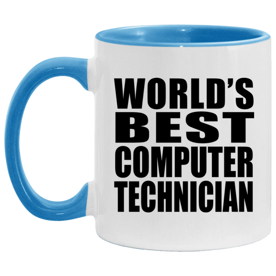World's Best Computer Technician - 11oz Accent Mug Blue