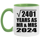 49th Anniversary Square Root of 2401 Years As Mr & Mrs 2024 - 11oz Accent Mug Green