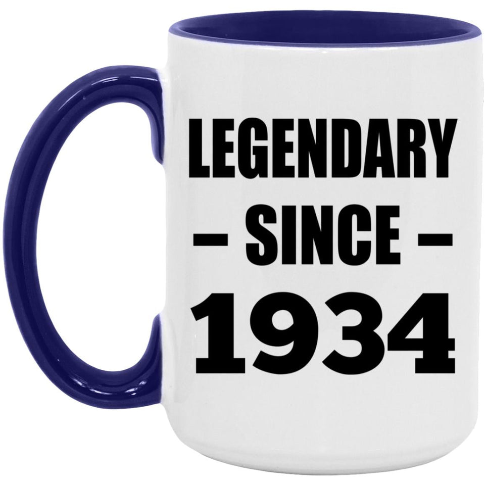 90th Birthday Legendary Since 1934 - 15oz Accent Mug Purple