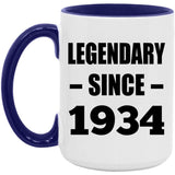 90th Birthday Legendary Since 1934 - 15oz Accent Mug Purple