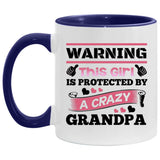 Warning This Girl Is Protected by A Crazy Grandpa - 11oz Accent Mug Purple