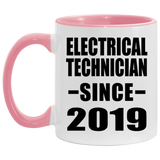 Electrical Technician Since 2019 - 11oz Accent Mug Pink