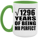 36th Anniversary Square Root of 1296 Years of Mr Perfect - 15oz Accent Mug Green