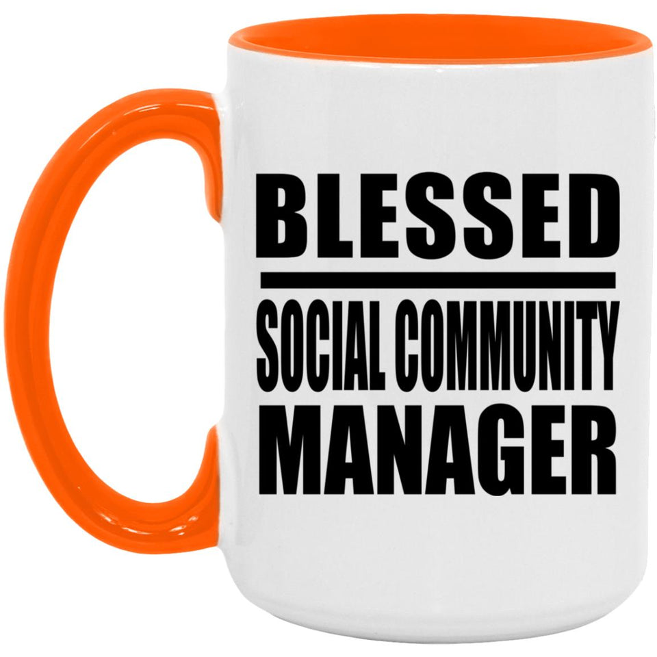 Blessed Social Community Manager - 15oz Accent Mug Orange