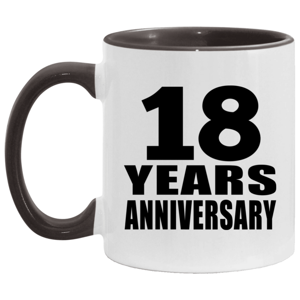 18th Anniversary 18 Years - 11oz Accent Mug Black
