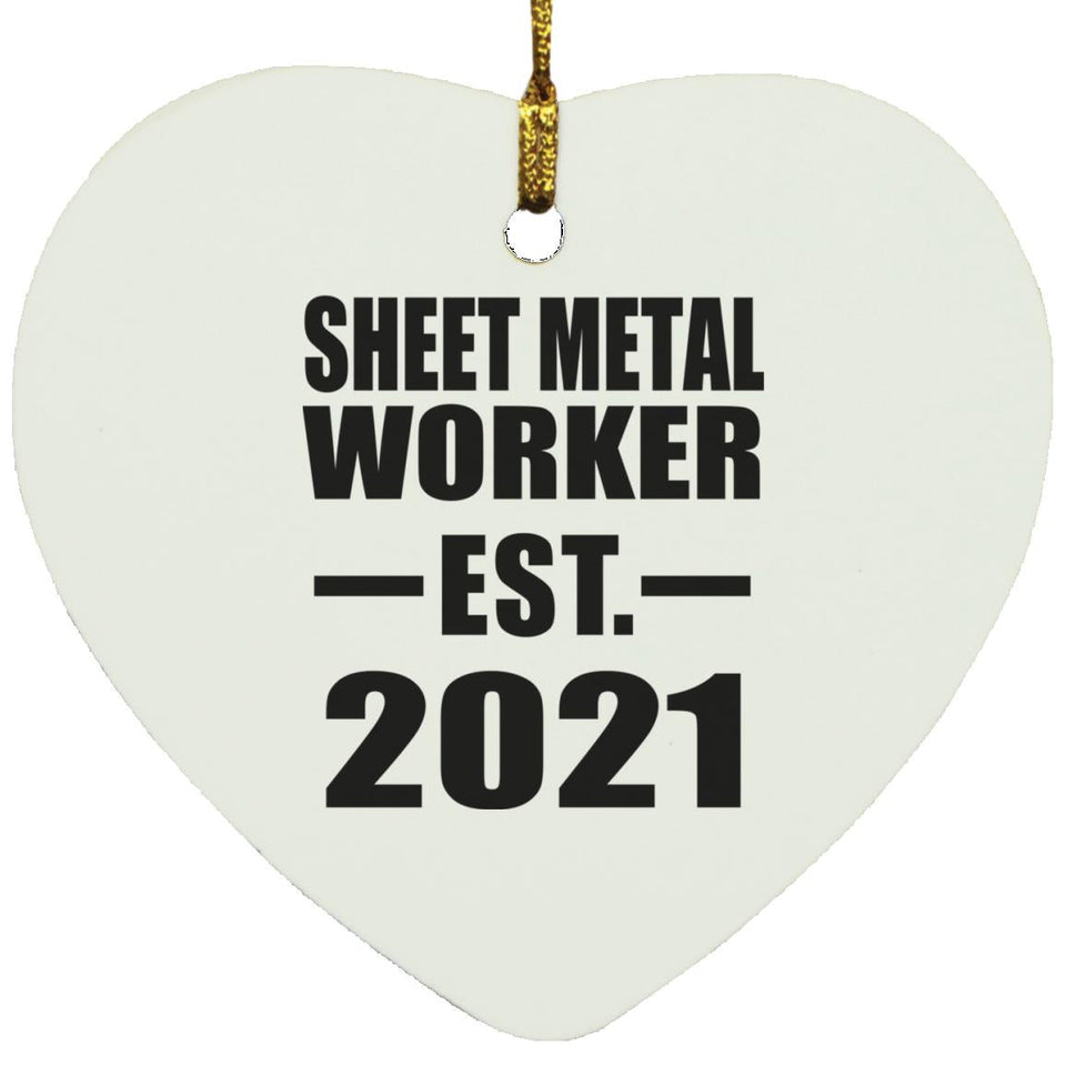 Sheet Metal Worker Established EST. 2021 - Heart Ornament