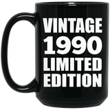 34th Birthday Vintage 1990 Limited Edition - 15oz Coffee Mug Black