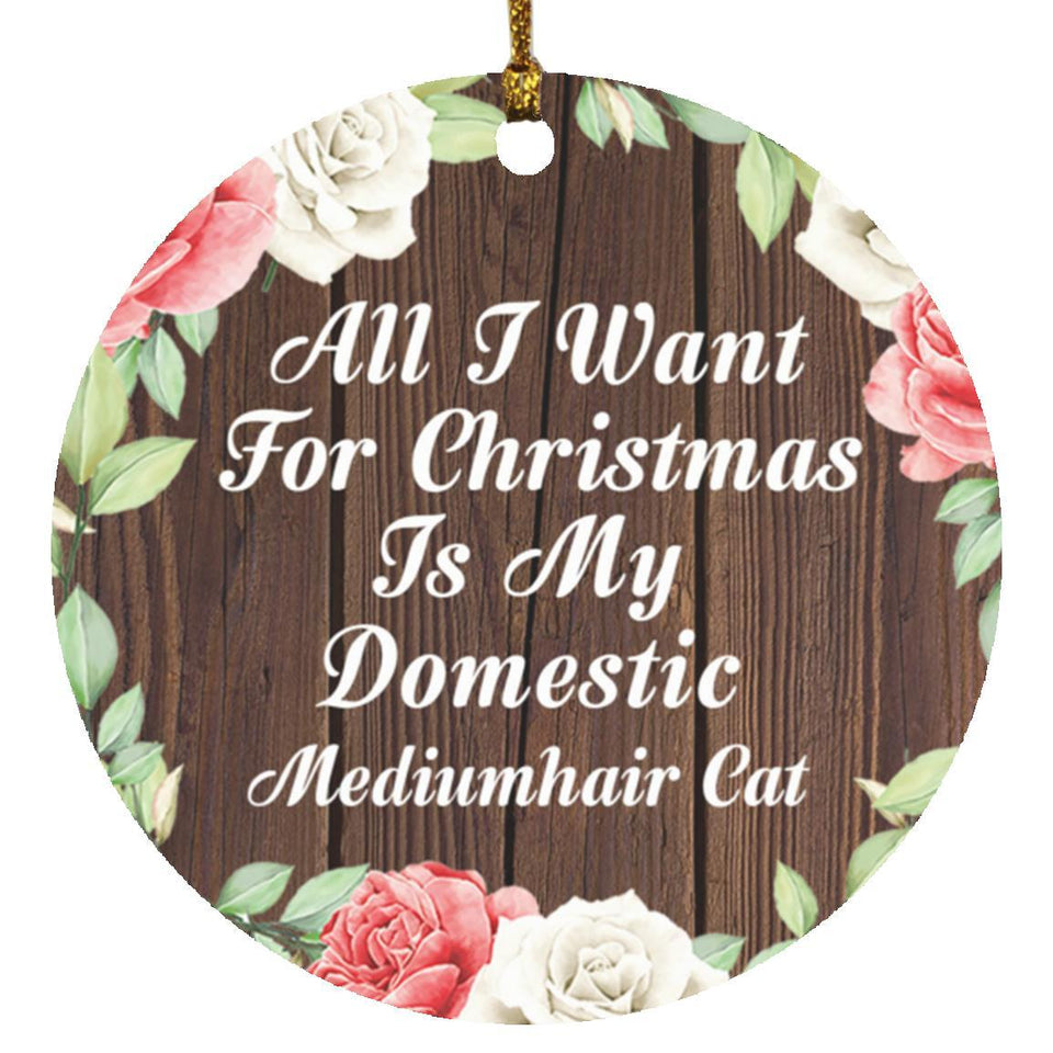 All I Want For Christmas Is My Domestic Mediumhair Cat - Circle Ornament A