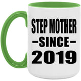 Step Mother Since 2019 - 15oz Accent Mug Green