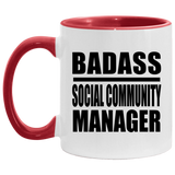 Badass Social Community Manager - 11oz Accent Mug Red