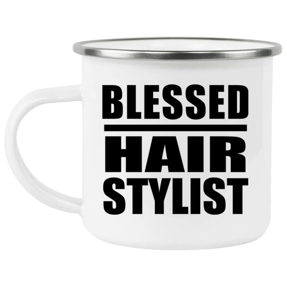 Blessed Hair Stylist - 12oz Camping Mug