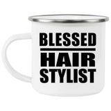 Blessed Hair Stylist - 12oz Camping Mug