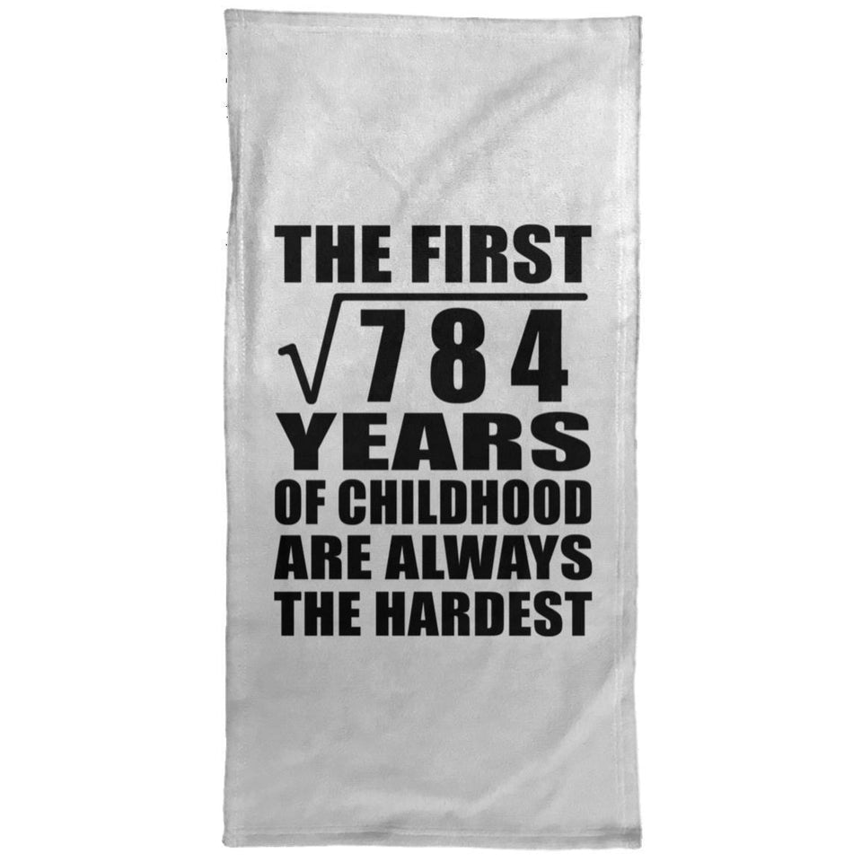 28th Birthday Square Root of 784 Years of Childhood - Hand Towel