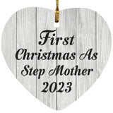 First Christmas As Step Mother 2023 - Heart Ornament F