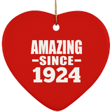 100th Birthday Amazing Since 1924 - Heart Ornament