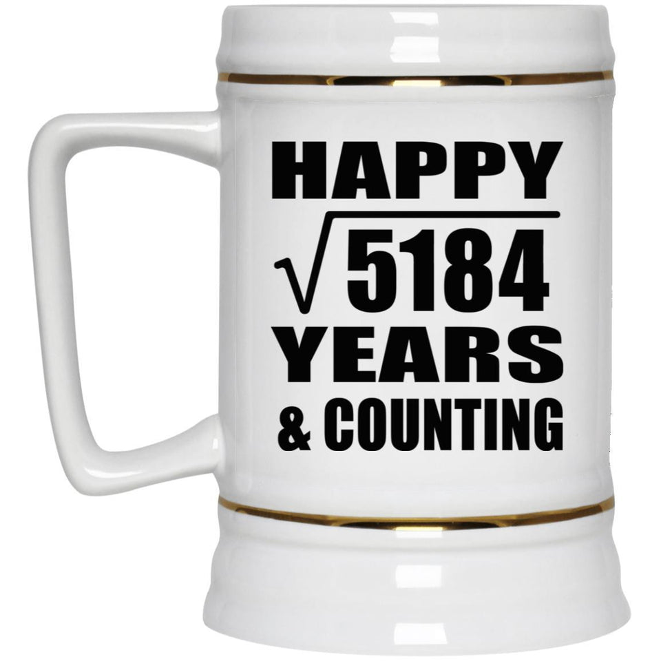 Happy 72nd Anniversary Square Root of 5184 Years & Counting - Beer Stein