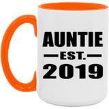 Auntie Established EST. 2019 - 15oz Accent Mug Orange