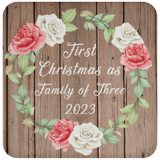 First Christmas As Family Of Three 2023 - Drink Coaster B