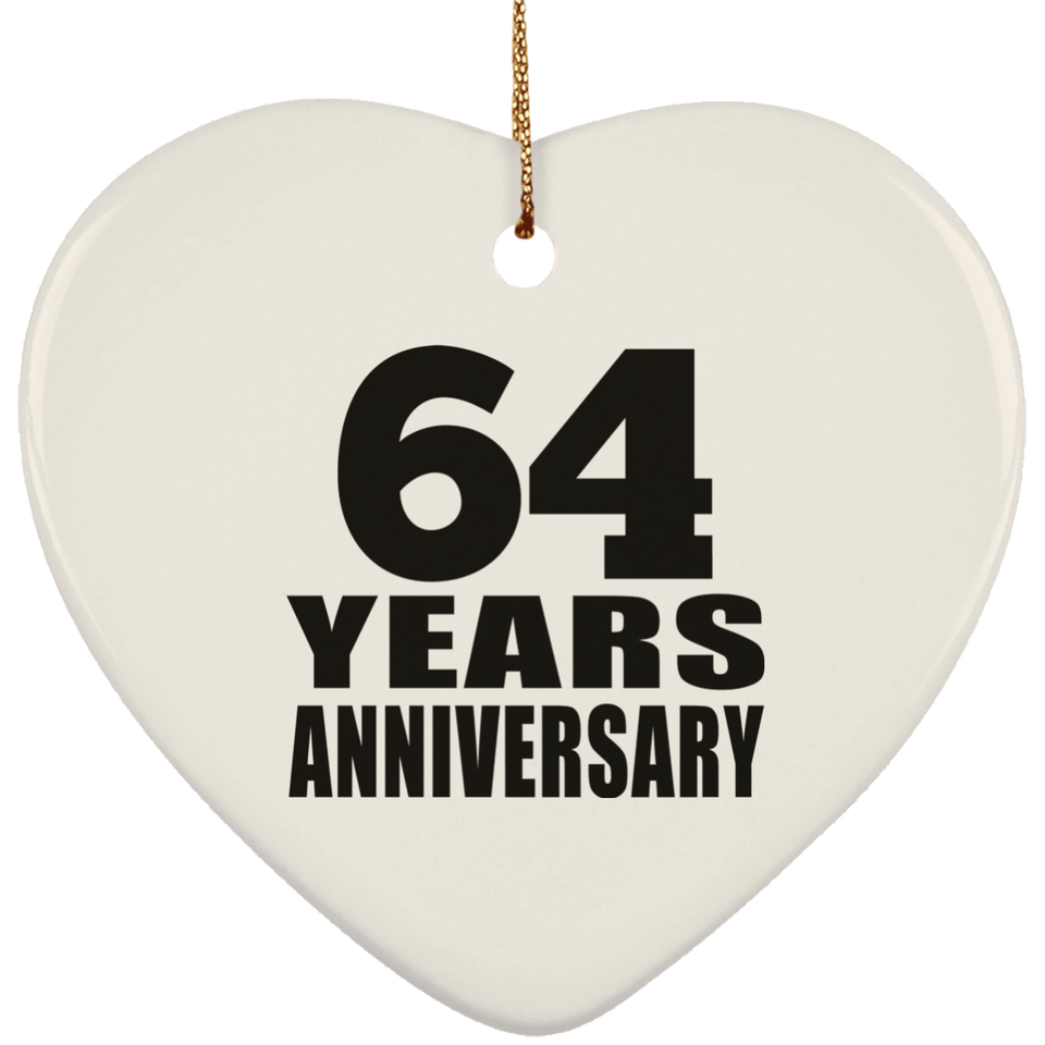 64th Anniversary 64 Years - Heart Ornament