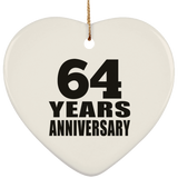 64th Anniversary 64 Years - Heart Ornament